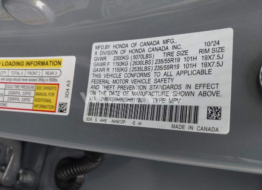 Photo 9 of 2025 Honda Cr-v HYBRID SPORT TOURING (VIN 2HKRS6H99SH811809)