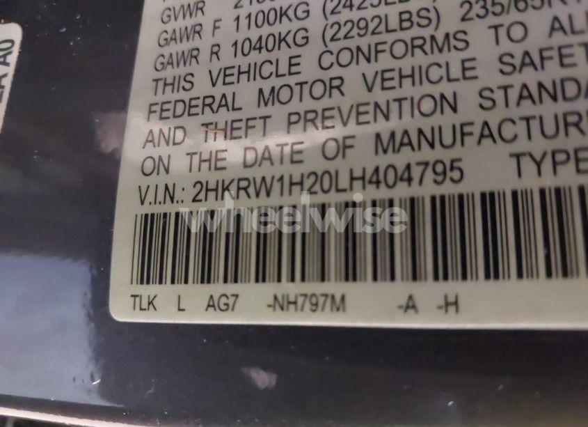 Photo 9 of 2020 Honda Cr-v 2WD LX (VIN 2HKRW1H20LH404795)