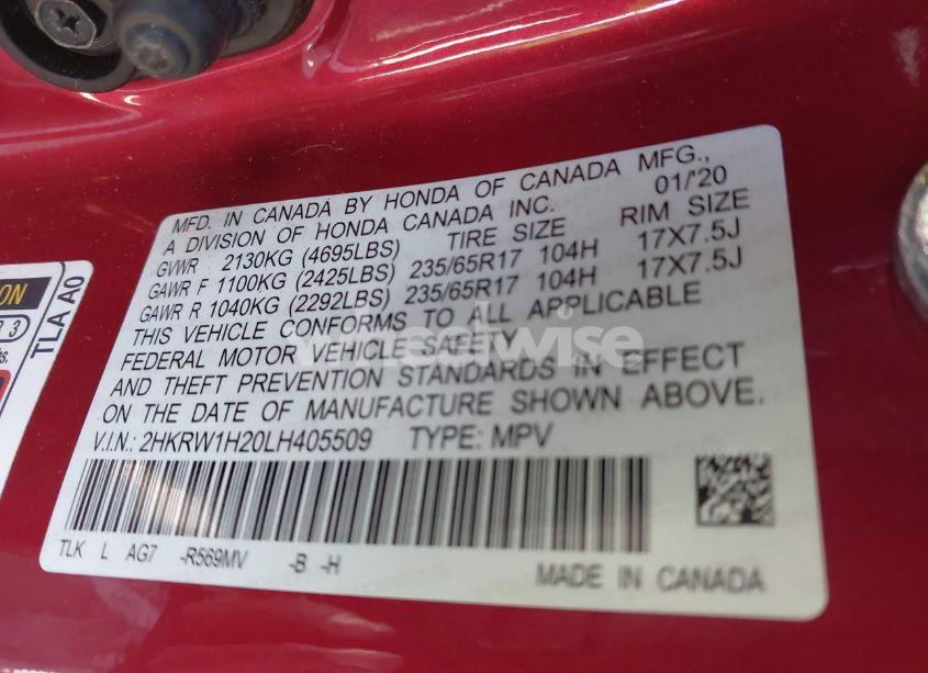 Photo 9 of 2020 Honda Cr-v 2WD LX (VIN 2HKRW1H20LH405509)