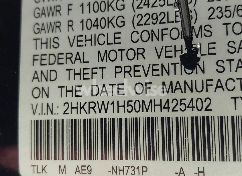 Photo 9 of 2021 Honda Cr-v 2WD EX (VIN 2HKRW1H50MH425402)