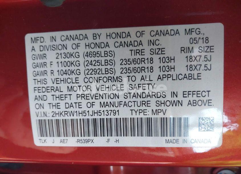 Photo 9 of 2018 Honda Cr-v EX (VIN 2HKRW1H51JH513791)