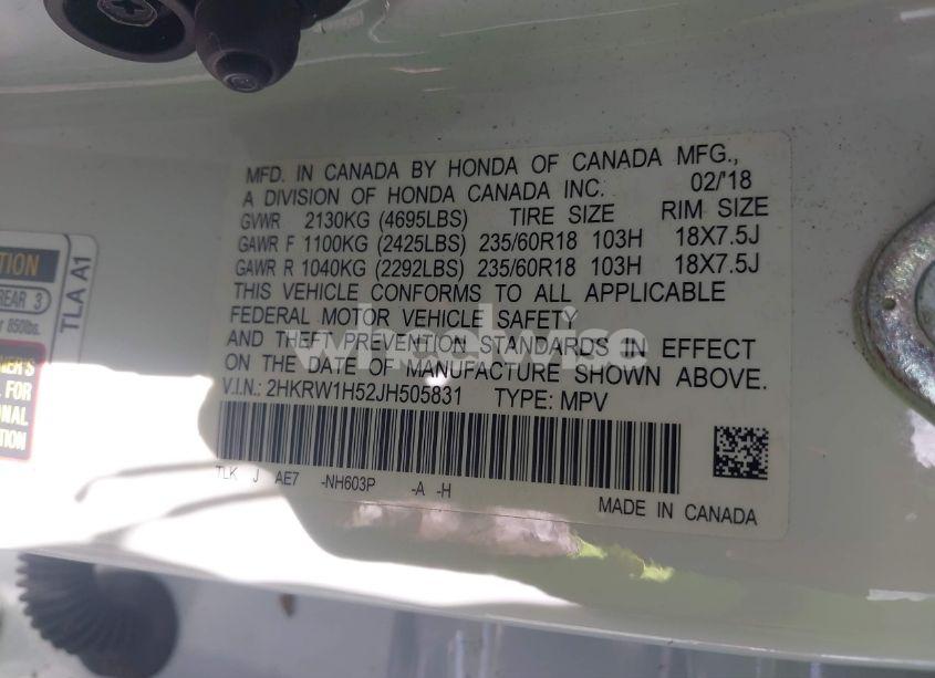 Photo 9 of 2018 Honda Cr-v EX (VIN 2HKRW1H52JH505831)