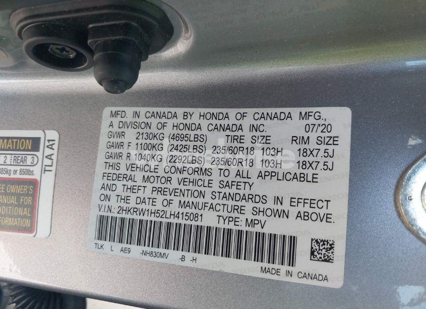 Photo 9 of 2020 Honda Cr-v 2WD EX (VIN 2HKRW1H52LH415081)