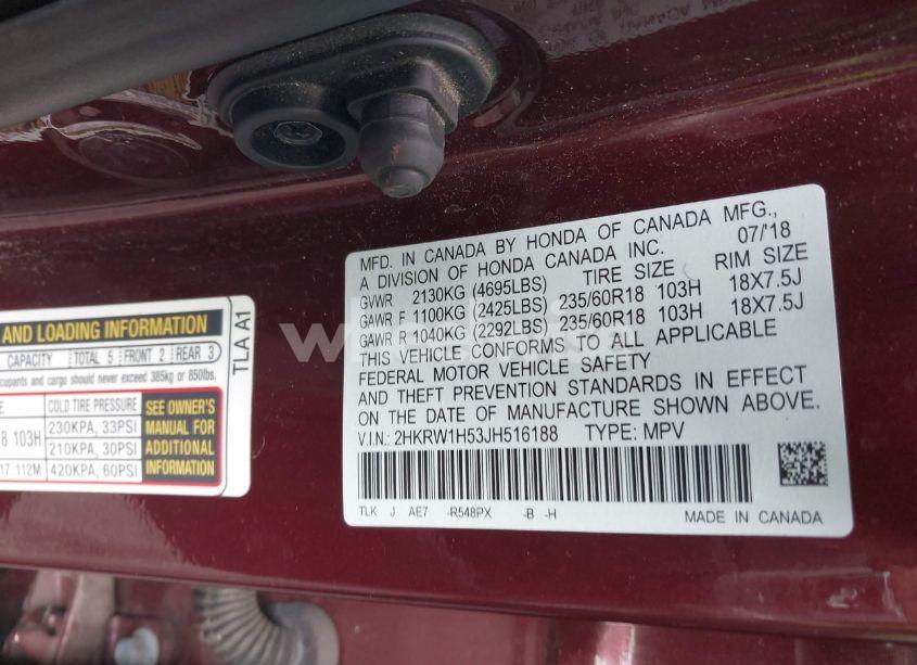 Photo 9 of 2018 Honda Cr-v EX (VIN 2HKRW1H53JH516188)