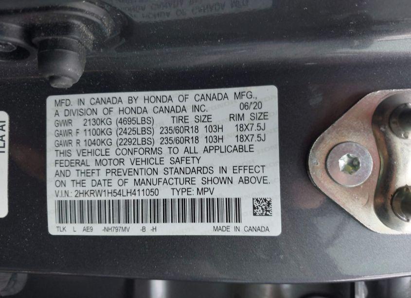 Photo 9 of 2020 Honda Cr-v 2WD EX (VIN 2HKRW1H54LH411050)