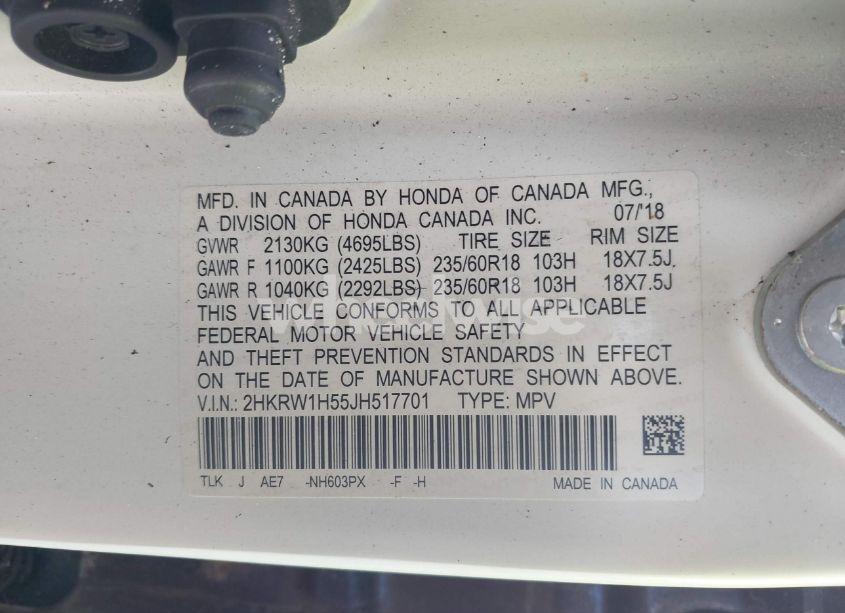 Photo 9 of 2018 Honda Cr-v EX (VIN 2HKRW1H55JH517701)