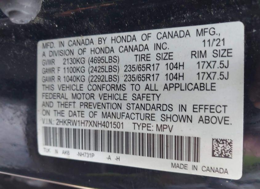 Photo 9 of 2022 Honda Cr-v 2WD SPECIAL EDITION (VIN 2HKRW1H7XNH401501)