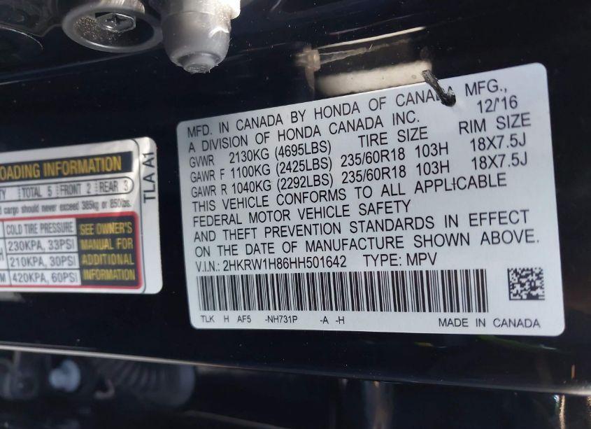 Photo 9 of 2017 Honda Cr-v EX-L/EX-L NAVI (VIN 2HKRW1H86HH501642)