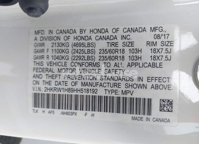 Photo 9 of 2017 Honda Cr-v EX-L/EX-L NAVI (VIN 2HKRW1H89HH518192)