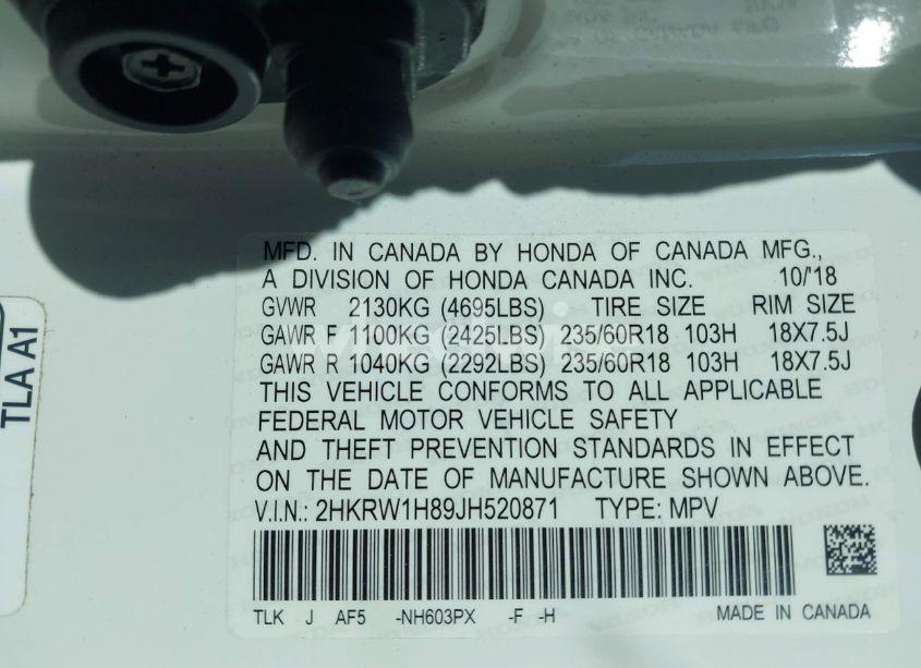 Photo 9 of 2018 Honda Cr-v EX-L/EX-L NAVI (VIN 2HKRW1H89JH520871)