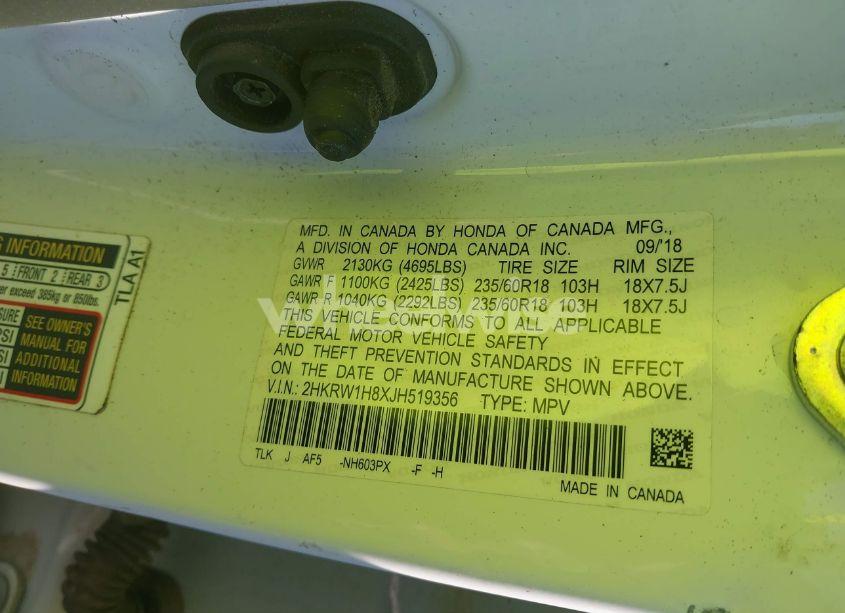 Photo 9 of 2018 Honda Cr-v EX-L/EX-L NAVI (VIN 2HKRW1H8XJH519356)