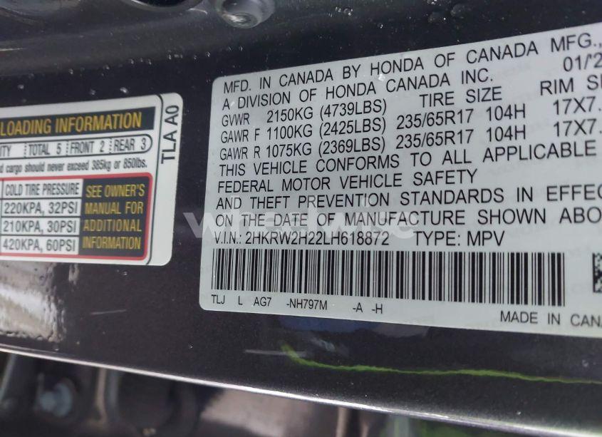 Photo 9 of 2020 Honda Cr-v AWD LX (VIN 2HKRW2H22LH618872)