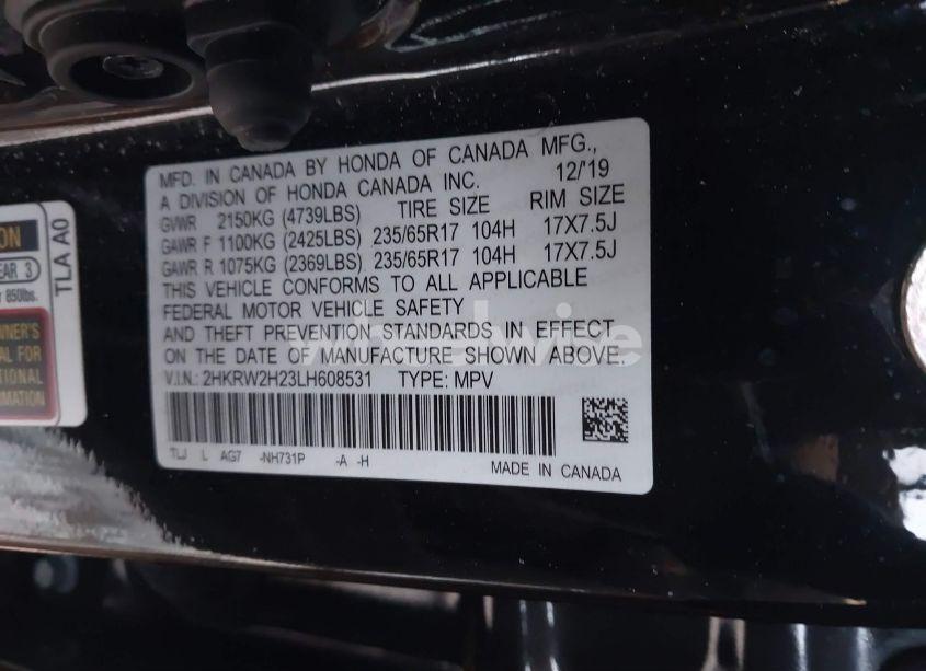 Photo 9 of 2020 Honda Cr-v AWD LX (VIN 2HKRW2H23LH608531)