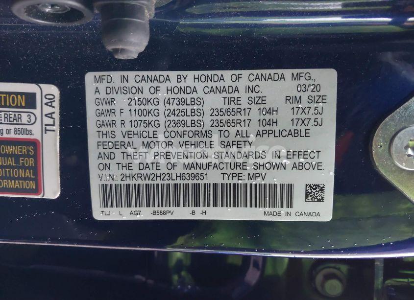 Photo 9 of 2020 Honda Cr-v AWD LX (VIN 2HKRW2H23LH639651)