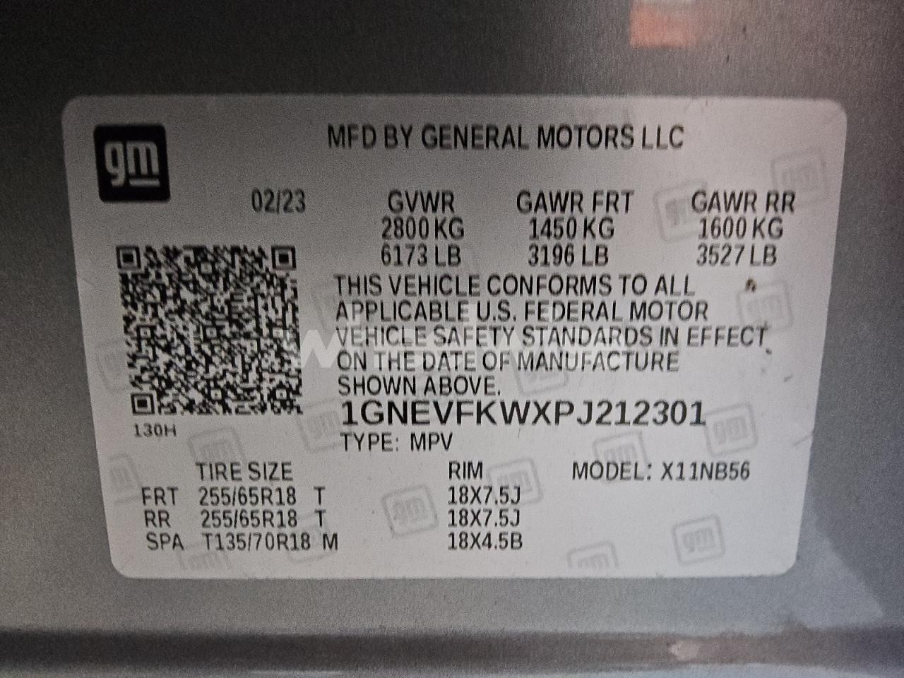 Photo 13 of 2023 CHEVROLET TRAVERSE LS (VIN 2HKRW2H26LH635125)