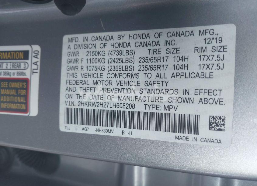 Photo 9 of 2020 Honda Cr-v AWD LX (VIN 2HKRW2H27LH608208)