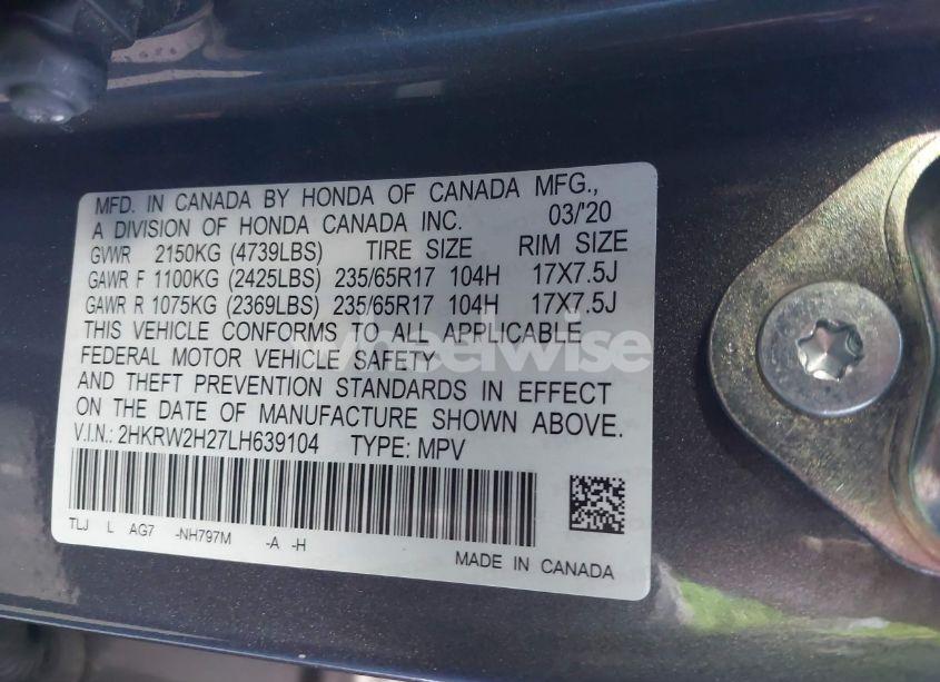 Photo 9 of 2020 Honda Cr-v AWD LX (VIN 2HKRW2H27LH639104)