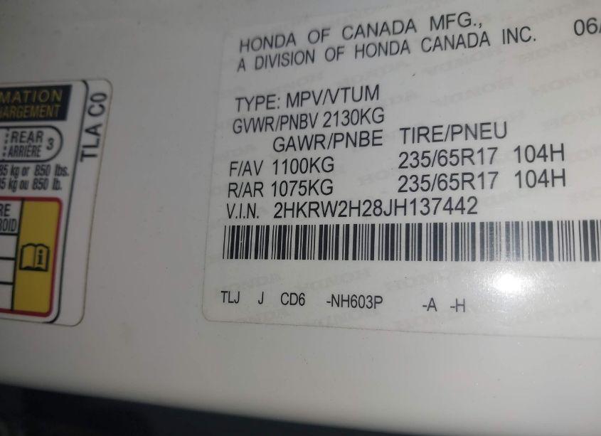 Photo 9 of 2018 Honda Cr-v (VIN 2HKRW2H28JH137442)