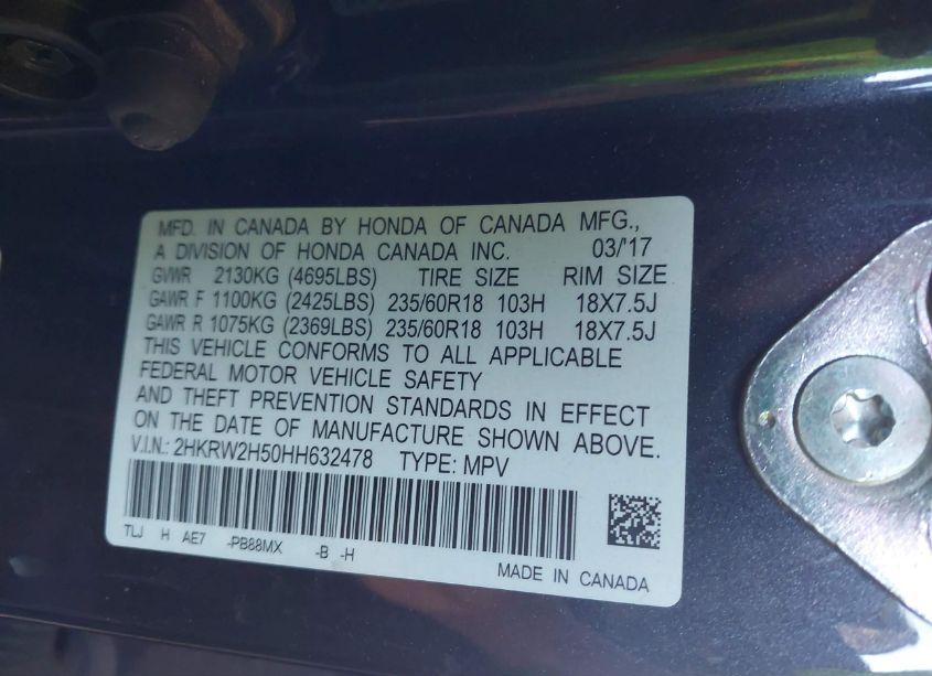 Photo 9 of 2017 Honda Cr-v EX (VIN 2HKRW2H50HH632478)