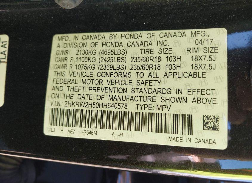 Photo 9 of 2017 Honda Cr-v EX (VIN 2HKRW2H50HH640578)