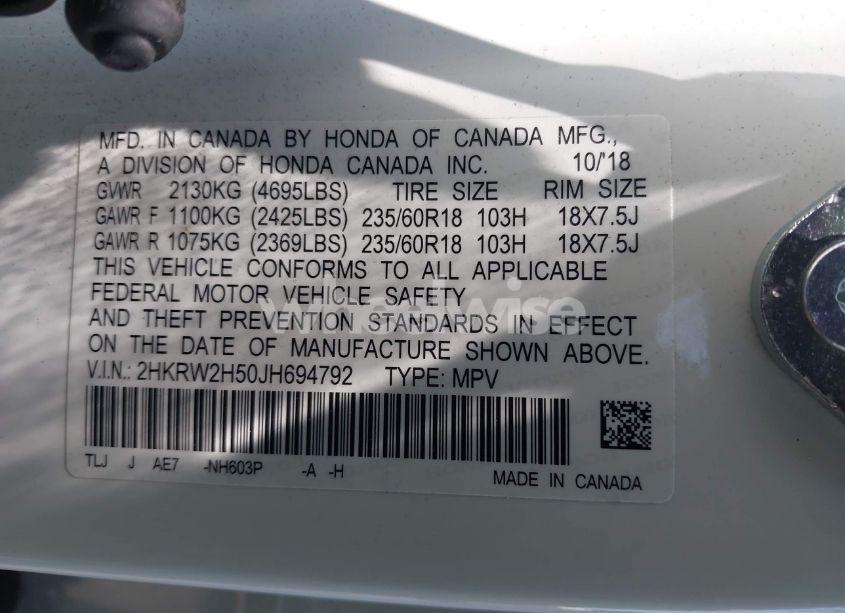 Photo 9 of 2018 Honda Cr-v EX (VIN 2HKRW2H50JH694792)