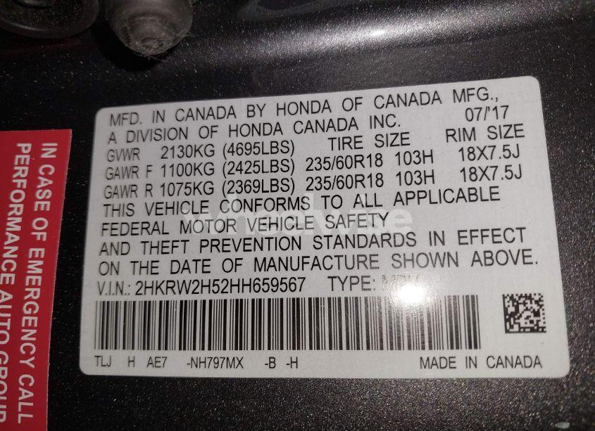 Photo 9 of 2017 Honda Cr-v EX (VIN 2HKRW2H52HH659567)