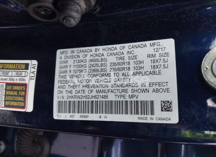 Photo 9 of 2018 Honda Cr-v EX (VIN 2HKRW2H52JH621486)