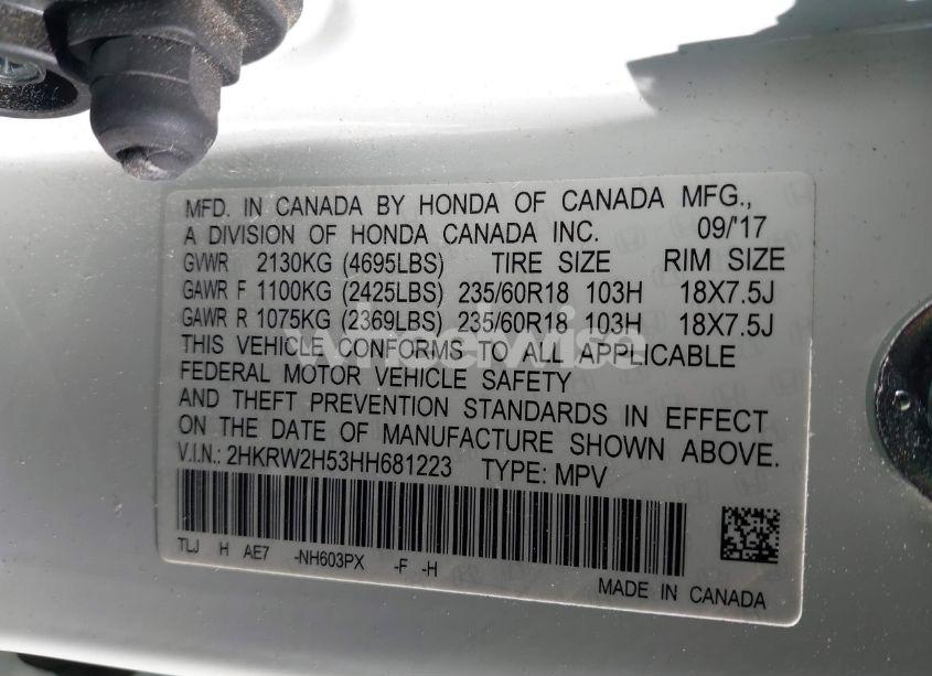 Photo 9 of 2017 Honda Cr-v EX (VIN 2HKRW2H53HH681223)