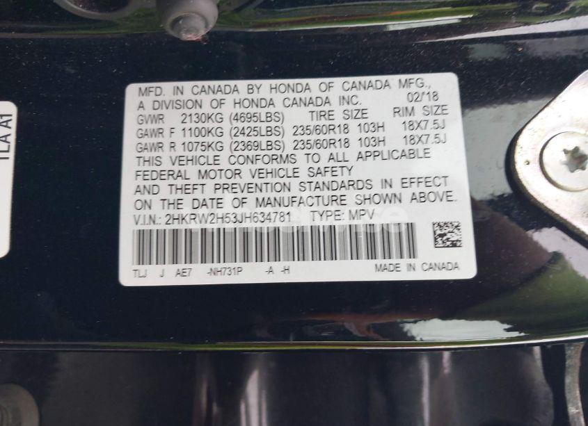 Photo 9 of 2018 Honda Cr-v EX (VIN 2HKRW2H53JH634781)