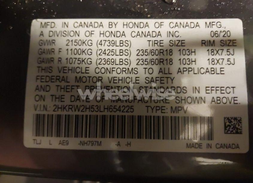 Photo 9 of 2020 Honda Cr-v AWD EX (VIN 2HKRW2H53LH654225)