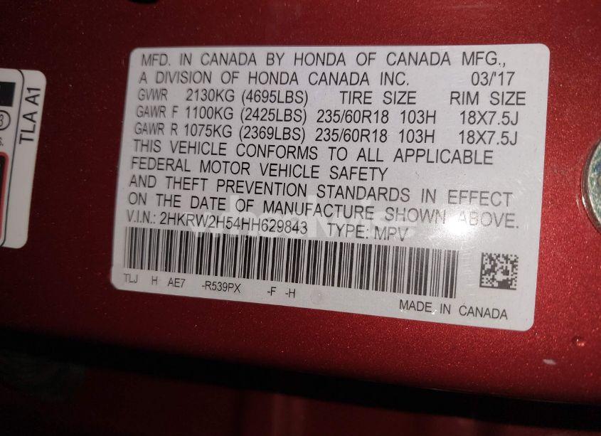 Photo 9 of 2017 Honda Cr-v EX (VIN 2HKRW2H54HH629843)