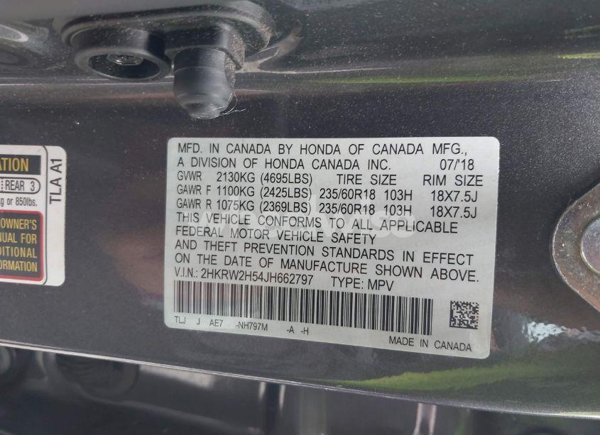 Photo 9 of 2018 Honda Cr-v EX (VIN 2HKRW2H54JH662797)