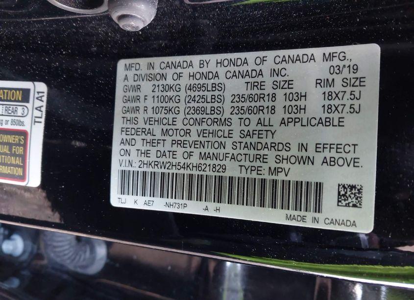 Photo 9 of 2019 Honda Cr-v EX (VIN 2HKRW2H54KH621829)