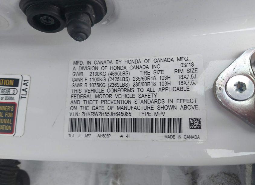 Photo 9 of 2018 Honda Cr-v EX (VIN 2HKRW2H55JH645085)