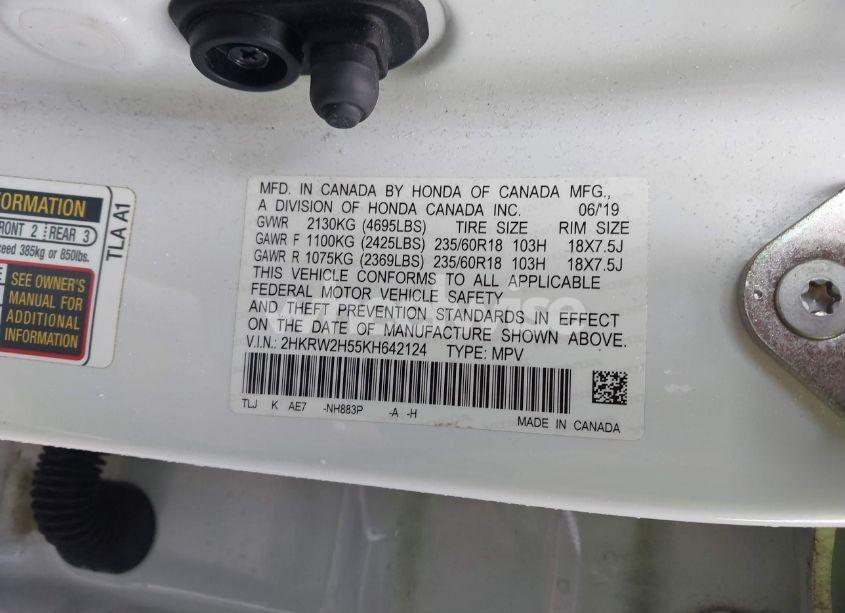 Photo 9 of 2019 Honda Cr-v EX (VIN 2HKRW2H55KH642124)