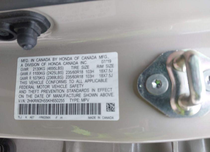 Photo 9 of 2019 Honda Cr-v EX (VIN 2HKRW2H55KH650255)