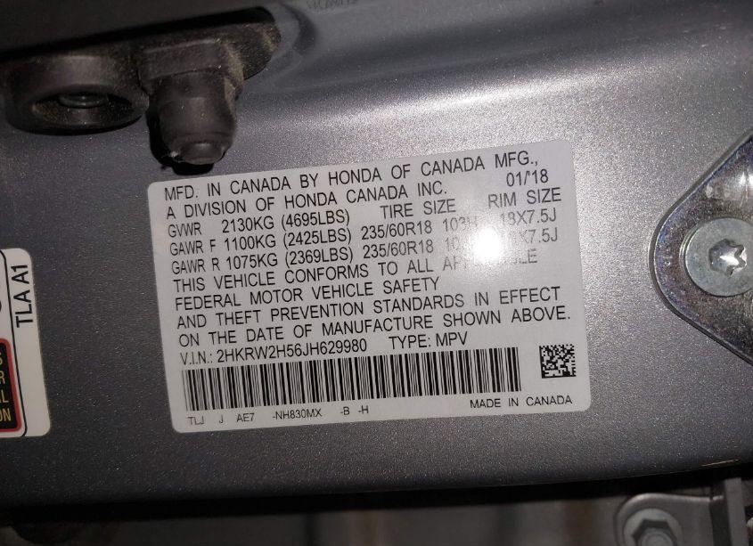 Photo 9 of 2018 Honda Cr-v EX (VIN 2HKRW2H56JH629980)