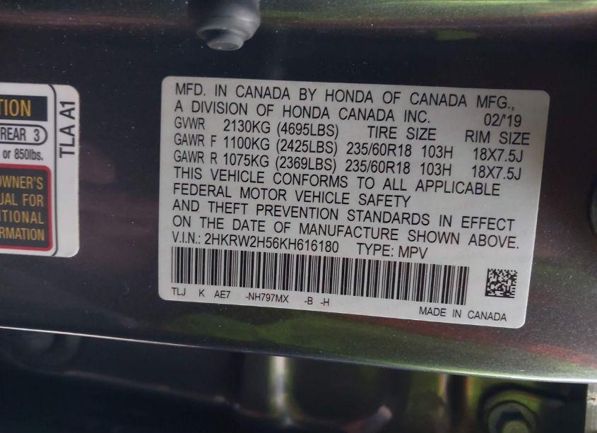 Photo 9 of 2019 Honda Cr-v EX (VIN 2HKRW2H56KH616180)