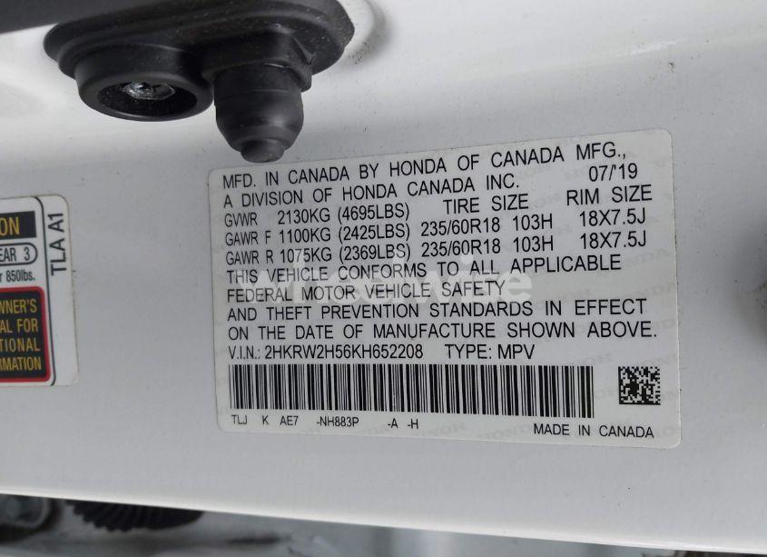 Photo 9 of 2019 Honda Cr-v EX (VIN 2HKRW2H56KH652208)