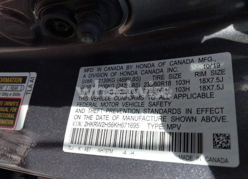 Photo 9 of 2019 Honda Cr-v EX (VIN 2HKRW2H56KH671695)