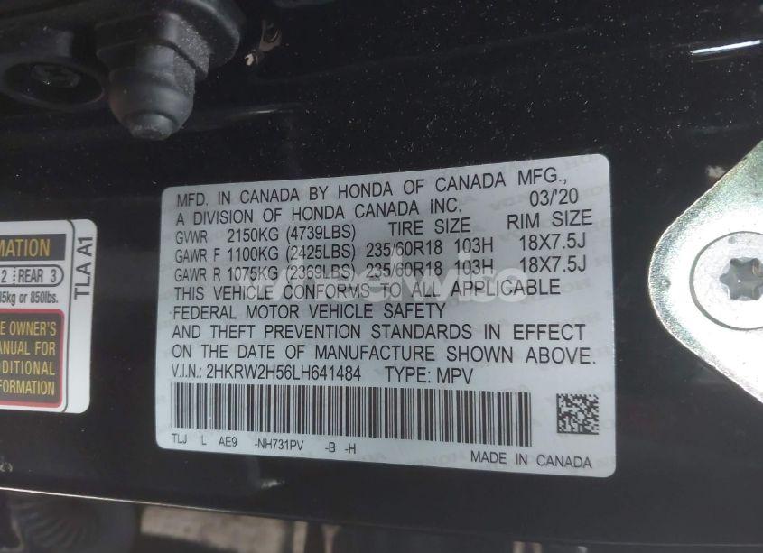 Photo 9 of 2020 Honda Cr-v AWD EX (VIN 2HKRW2H56LH641484)