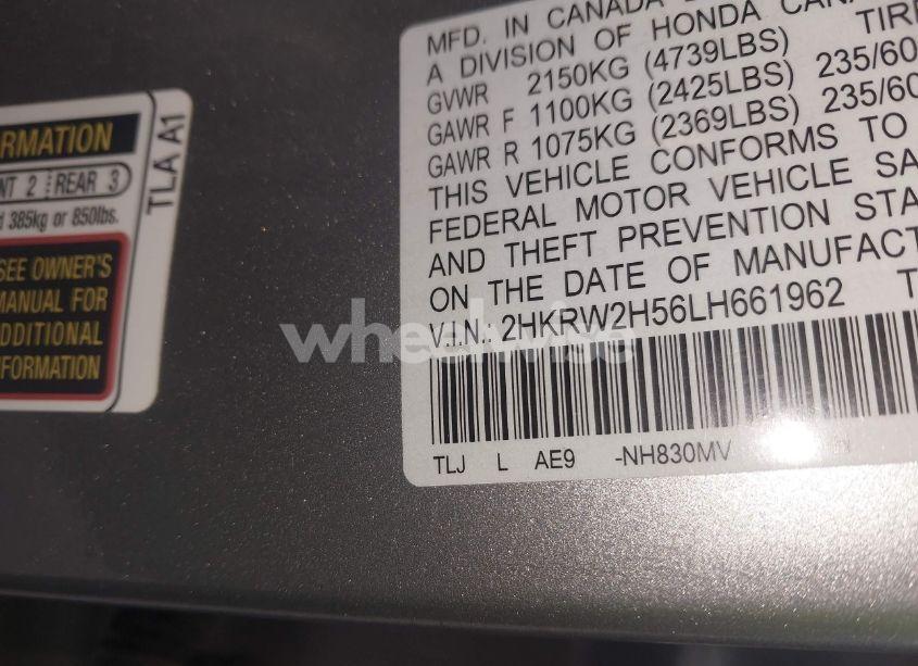 Photo 9 of 2020 Honda Cr-v AWD EX (VIN 2HKRW2H56LH661962)