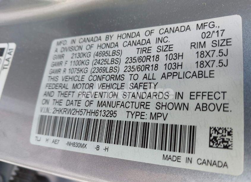 Photo 9 of 2017 Honda Cr-v EX (VIN 2HKRW2H57HH613295)