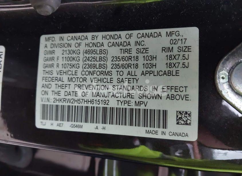 Photo 9 of 2017 Honda Cr-v EX (VIN 2HKRW2H57HH615192)