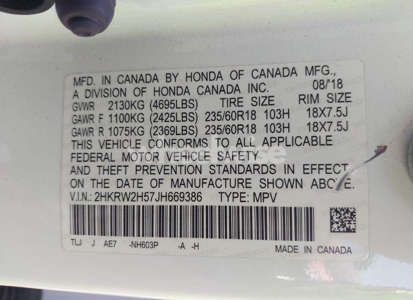 Photo 9 of 2018 Honda Cr-v EX (VIN 2HKRW2H57JH669386)