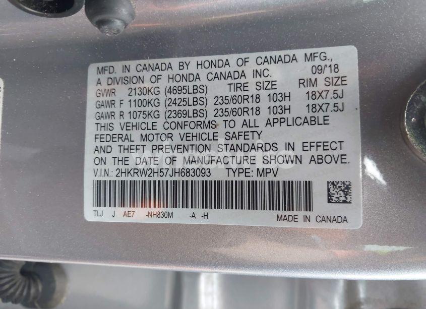 Photo 9 of 2018 Honda Cr-v EX (VIN 2HKRW2H57JH683093)