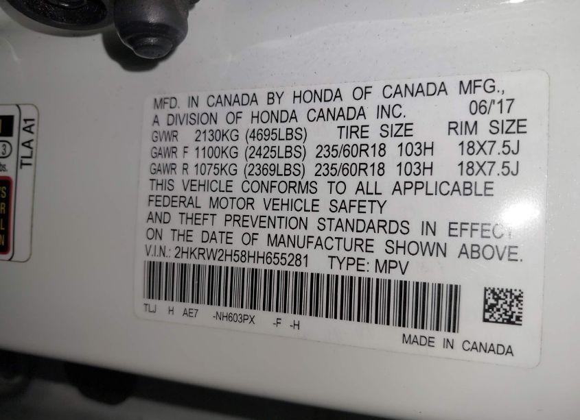 Photo 9 of 2017 Honda Cr-v EX (VIN 2HKRW2H58HH655281)