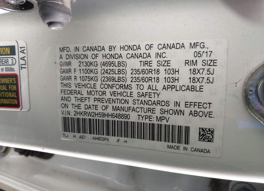 Photo 9 of 2017 Honda Cr-v EX (VIN 2HKRW2H59HH648890)