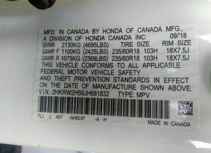 Photo 9 of 2018 Honda Cr-v EX (VIN 2HKRW2H59JH681832)