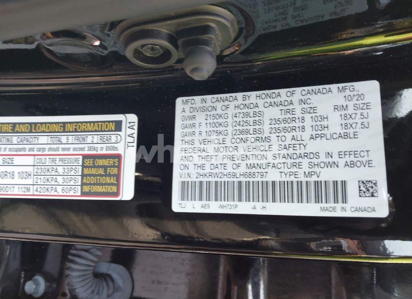 Photo 9 of 2020 Honda Cr-v AWD EX (VIN 2HKRW2H59LH688797)